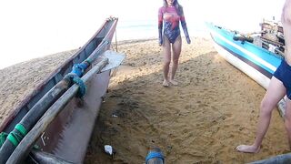 Amateur Paare beim riskanten Oralsex am Strand gefilmt